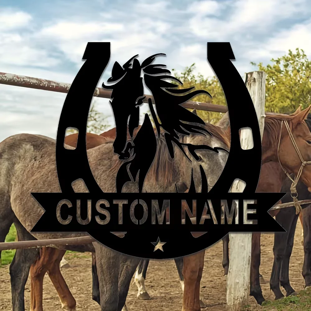 

Charming Personalizable Horse Sign. Metal, for Home Outdoor. Great as Door Wall Art, Christmas Present.