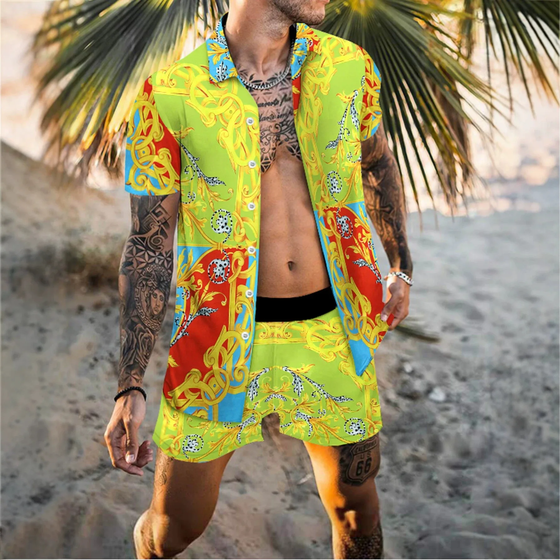 Beach Suit Men's Short-sleeved Shirt Shorts Casual Beach Vacation Suit