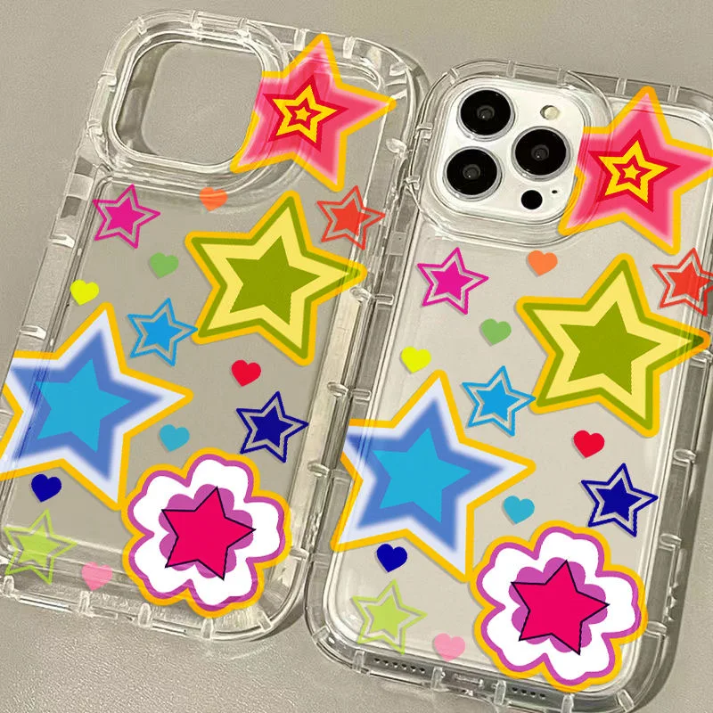 Fashion Colorful Stars Clear Case For VIVO Y02 Y15S Y16 Y17S Y20 Y21 Y35 Y36 Y50 Y77 Y91 Y93 2020 5G Airbag Shockproof Cover