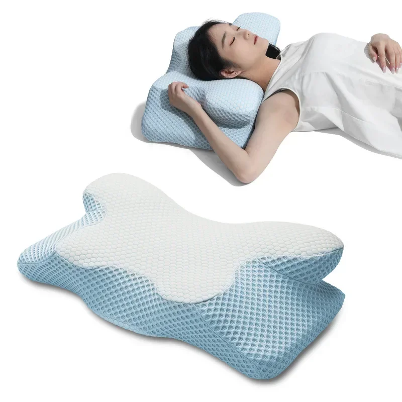 

1PCS Special-shaped Pillow Memory Foam Cervical Vertebra Horn Pillow 0 Pressure Slow Rebound Pillow for Side Sleeping