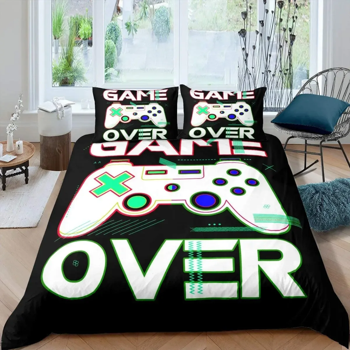 Gamepad Comforter Cover Bedding Set Teens Video Duvet Cover for Youth Kids Boys Modern Controller Bedspread