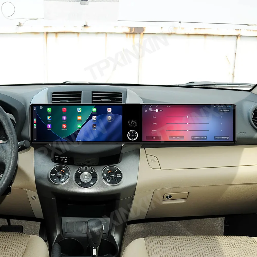 

24,6-дюймовый Android 14 Auto Carplay стерео для Toyota RAV4 2007-2011, автомобильный радиоприемник с двойным экраном, GPS, мультимедийный пассажирский головной прибор DSP