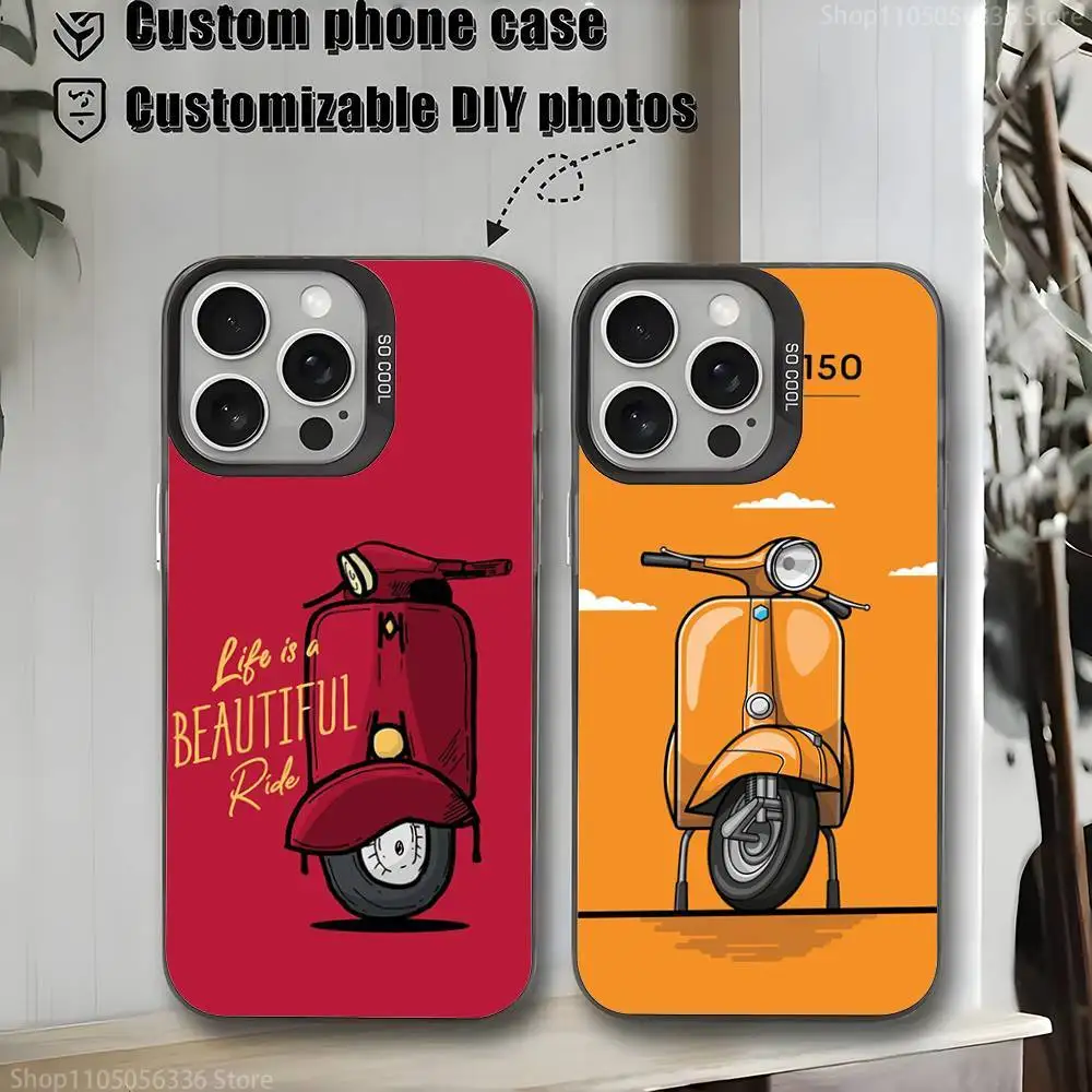 

V-VespaS Scooter Phone Case For iPhone 16,15,14,13,12,11,Mini,Pro,MAX,plus,Black Matte Shockproof Cover