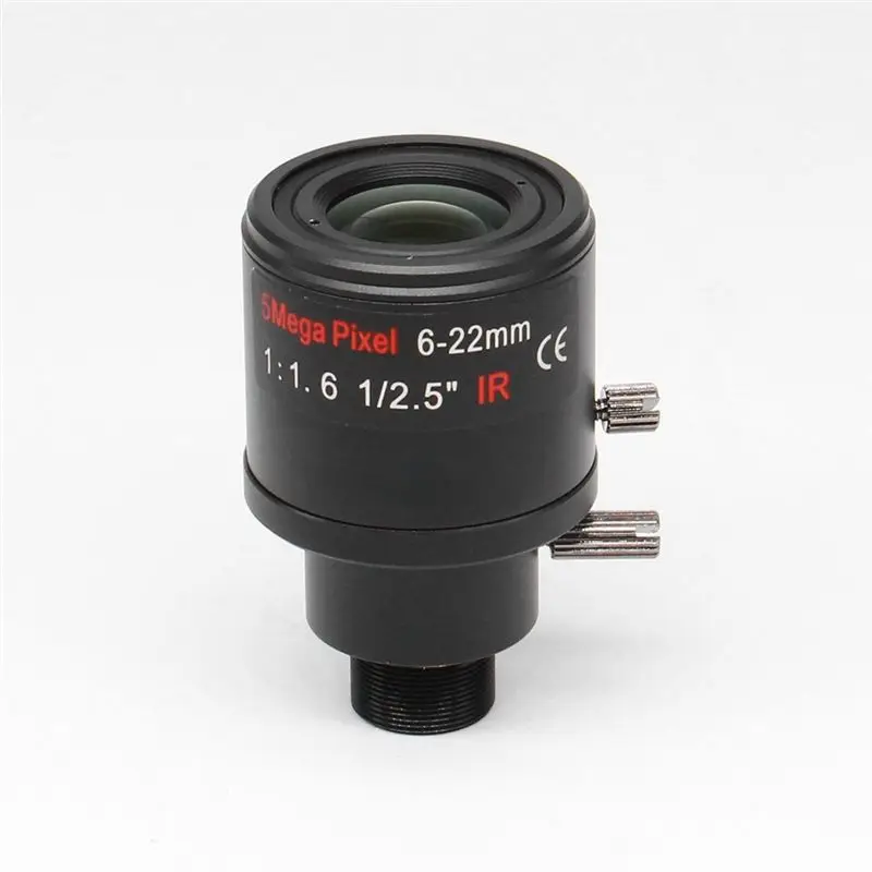 ●6-22Mm 5MP Mount Varifocal Lens F1.6 Manual Zoom Lens High-Definition Network Lens For 5MP Security Cameras Without Filter