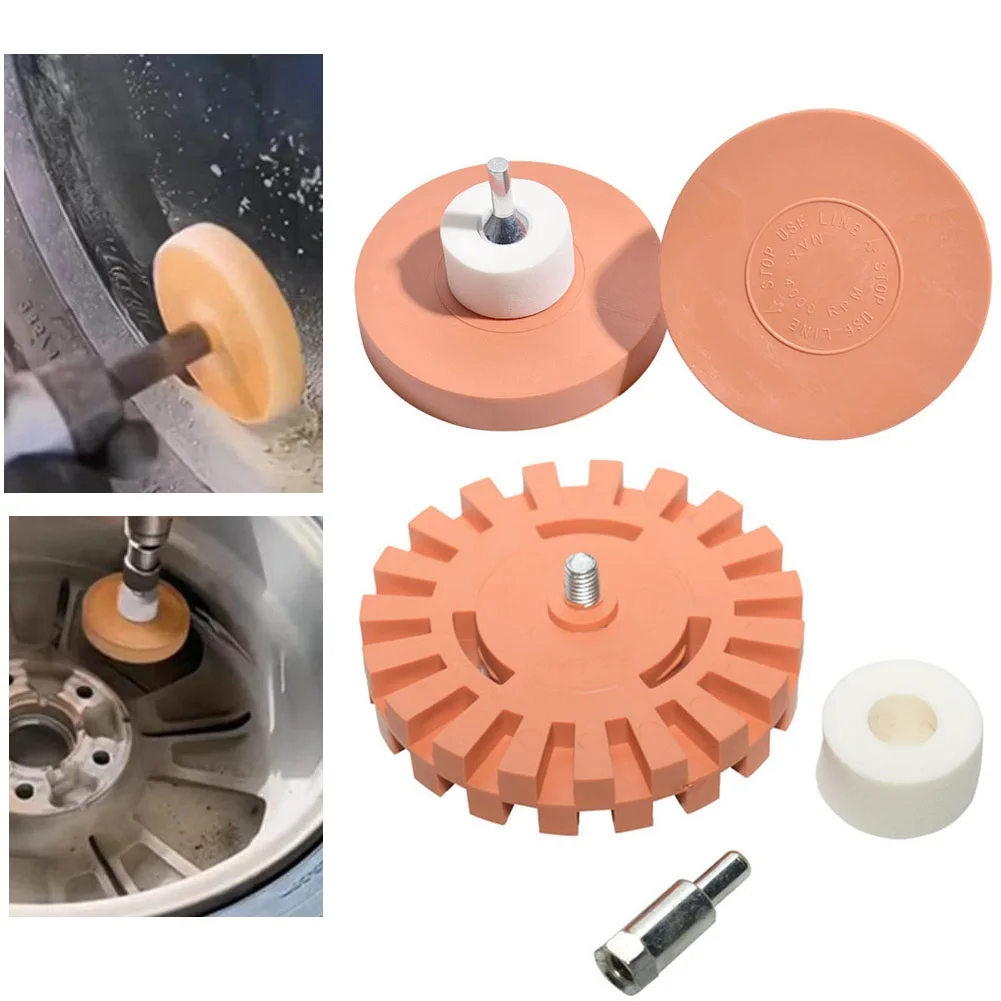 Car Eraser Wheel Adhesives Remover Rubber Wheel Stickers Decal Vinyl Tape Adhesives Remover Wheel Cleaning Tool