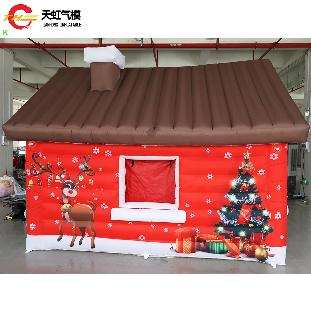 4x3x3mH Customized Inflatable Christmas House Portable Santa Grotto Inflatable Santa House for Sale