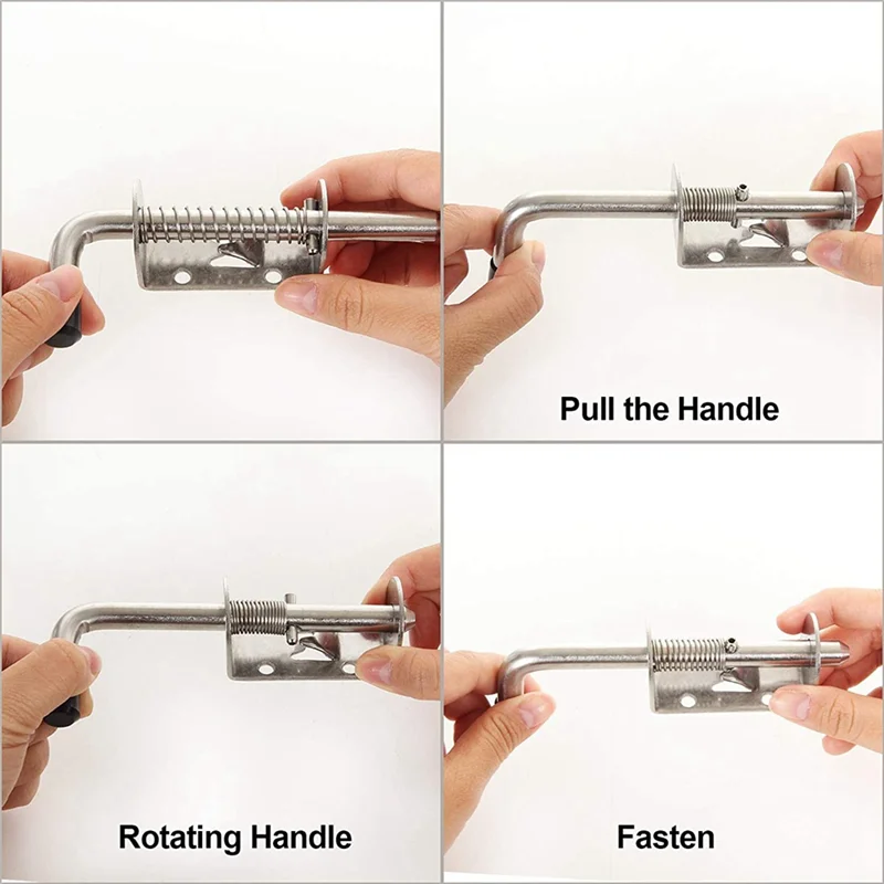 

Flash Trend 12 Pack 5 Inch Spring Loaded Latch Pin 304 Stainless Steel Barrel Bolt Thickened 2Mm Door Lock, Brushed Finished