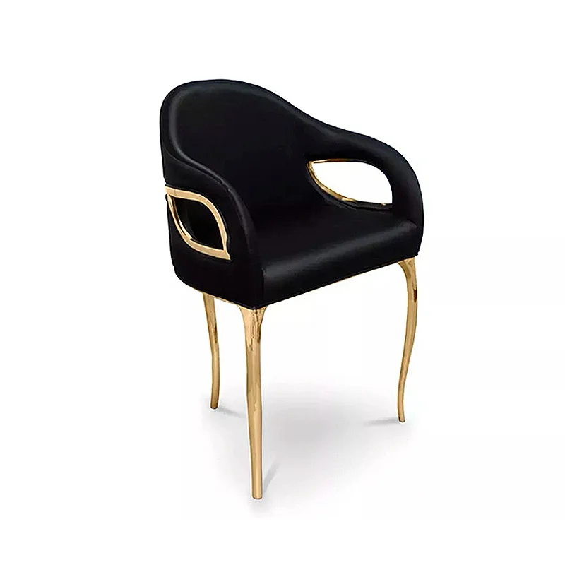 

Stainless steel dining chair villa restaurant home backrest leisure chair high-end single dressing chair