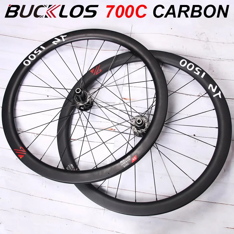 

BUCKLOS Road Bike 700C Carbon Wheelset 45/50/57mm Bicycle Front Rear Disc Brake Tubeless Clincher Rim TA Cycling Wheels Parts