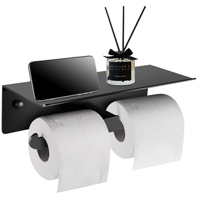 

SYW-Toilet Roll Holder-Wall Mounted Toilet Roll Holders With Double Rolls For All Kinds Of Toilet Paper, Shelf