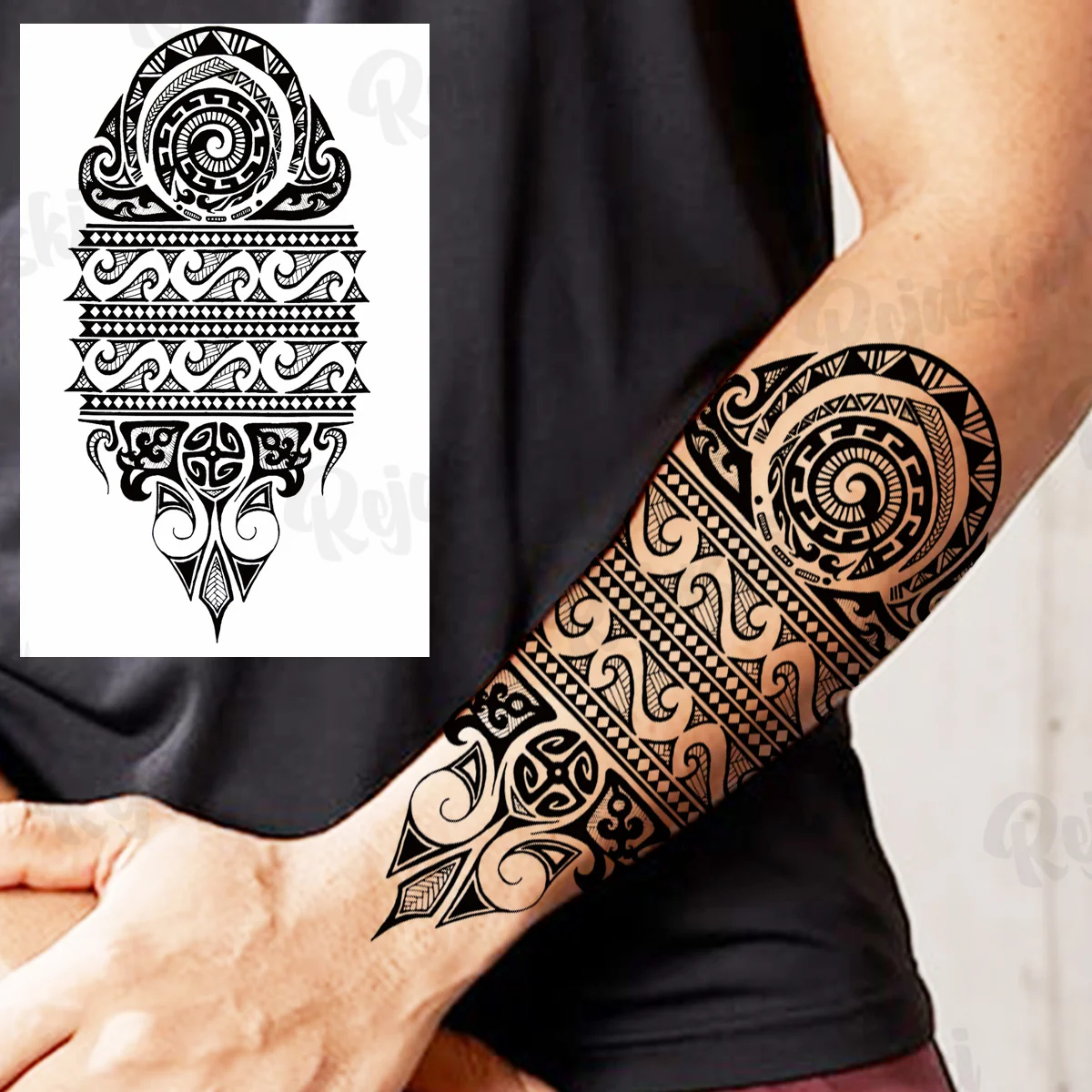 Large Totem Temporary Tattoos For Men Women Realistic Maori Dragon Thorns Fake Tattoo Stickers Arm Body Waterproof Tatoos Tribal