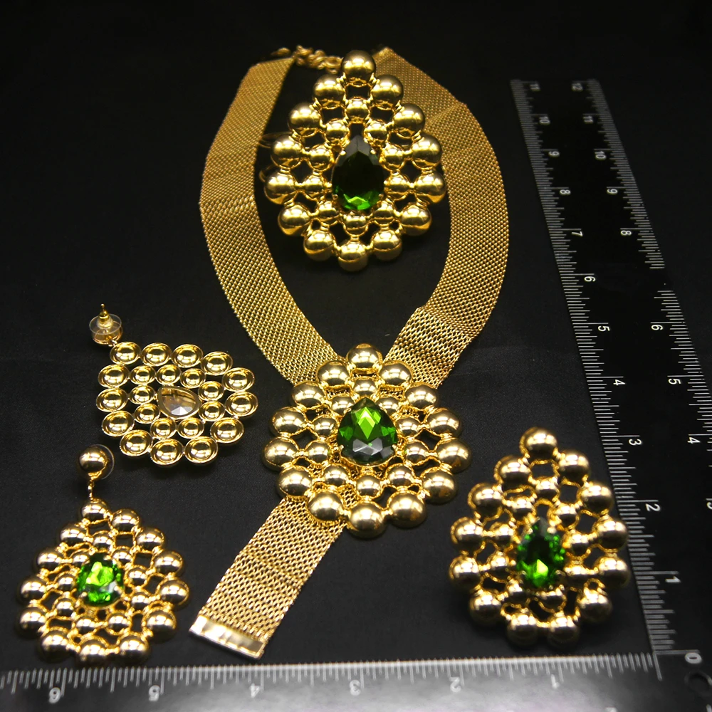 Yulaili sells vintage court style jewelry set High quality emerald set with Brazilian Nigerian bride bridal fashion trend jewelr