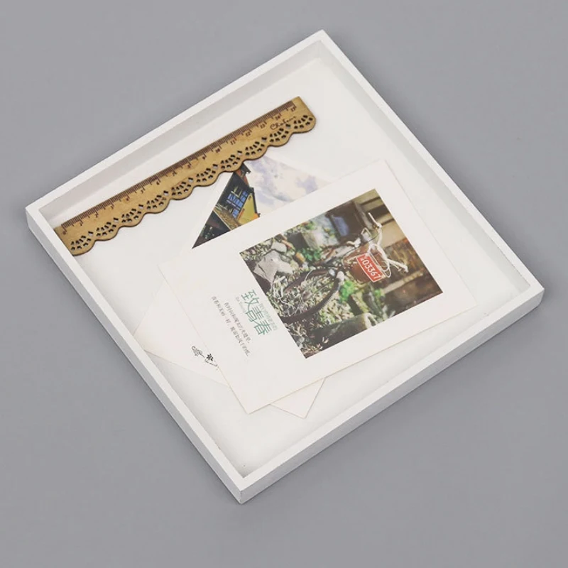 Solid Wood White Tray Wooden Fruit Plate Square Hotel Restaurant Tea Snack Plate Small Dessert Sushi Jewelry Display Tray
