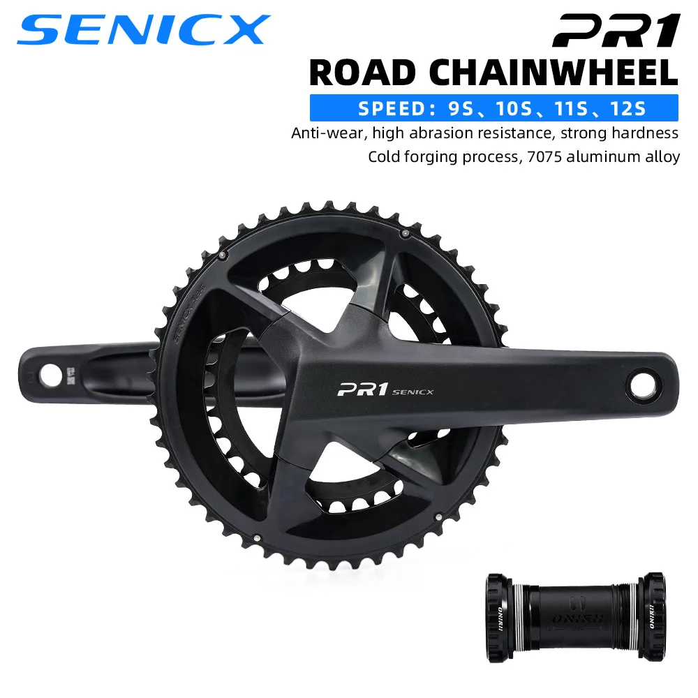 

SENICX PR1 Road Chainwheel with BB DUB Crank 165 170 172.5 175mm GXP Chainring Crown 50-34T for Road Bicycle 9/10/11/12 Speed