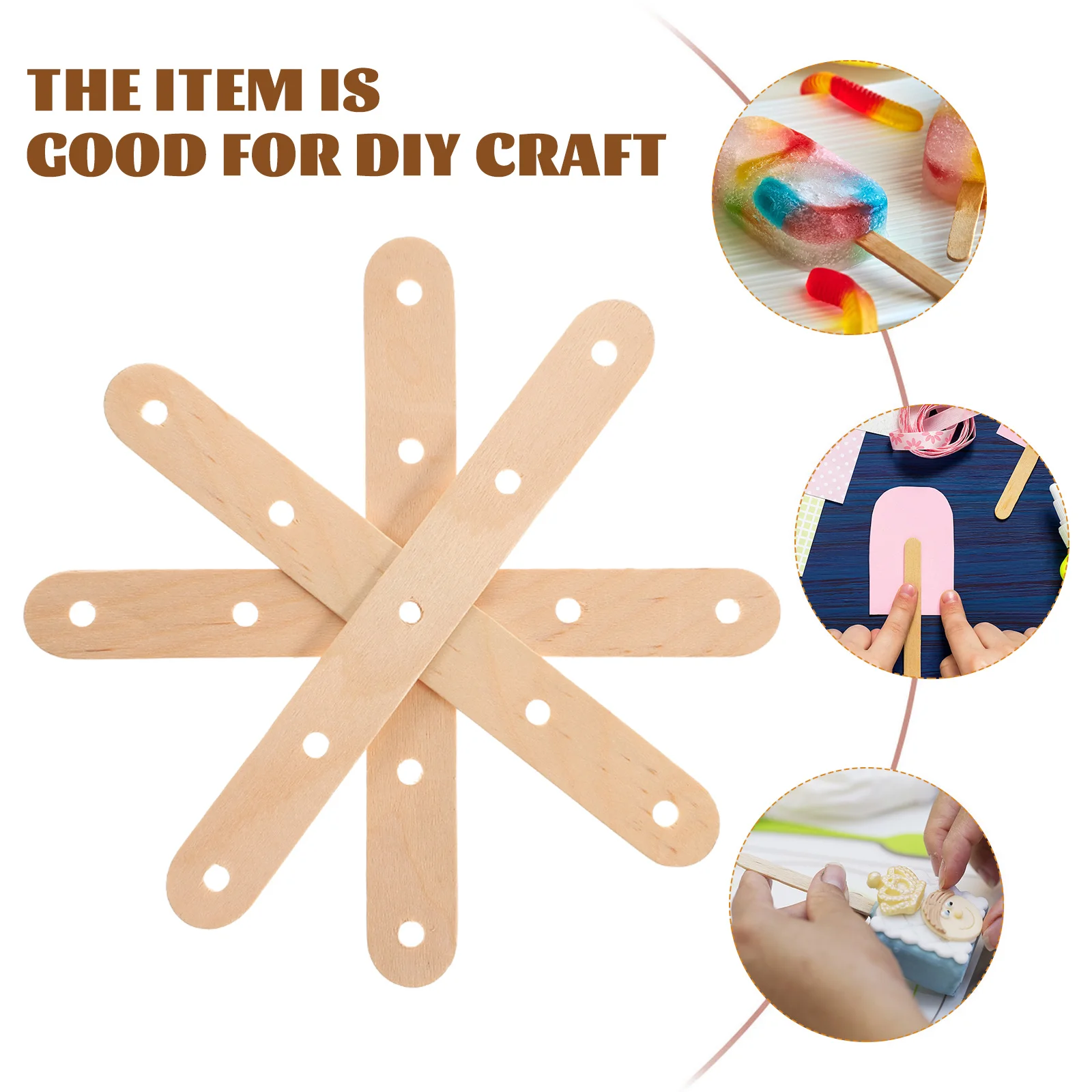 50 PCS Craft Supplies Child Coffee Stir Sticks Jumbo Wooden Popsicle for Crafts