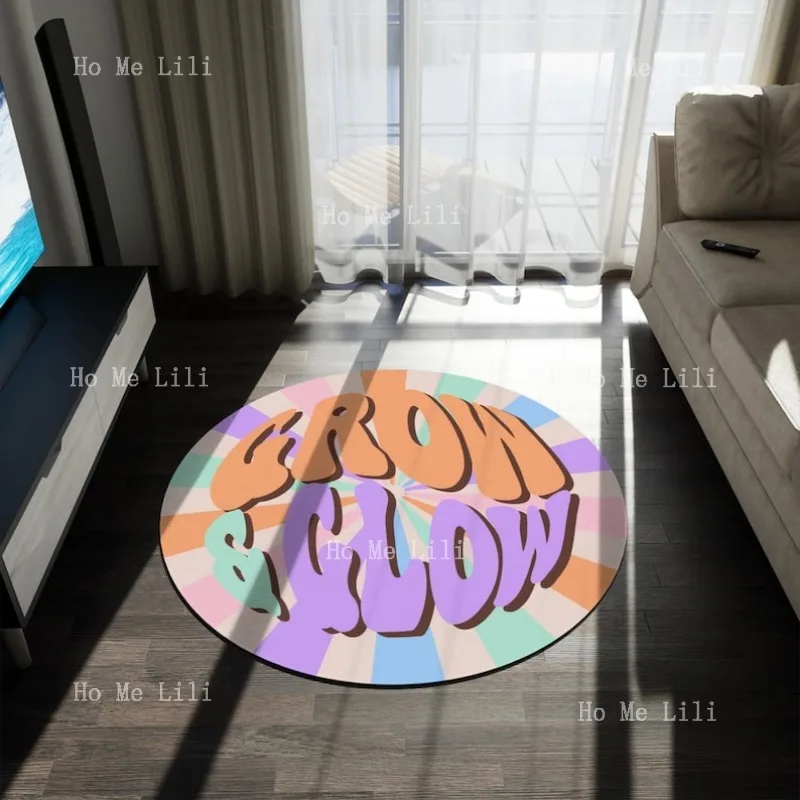 

70-е годы Groovy Ретро Grow Glow Area Ковер Круглый Круглый Коврик Коврик Бохо Шикарный Напольный Декор Современный Домашний Акцент