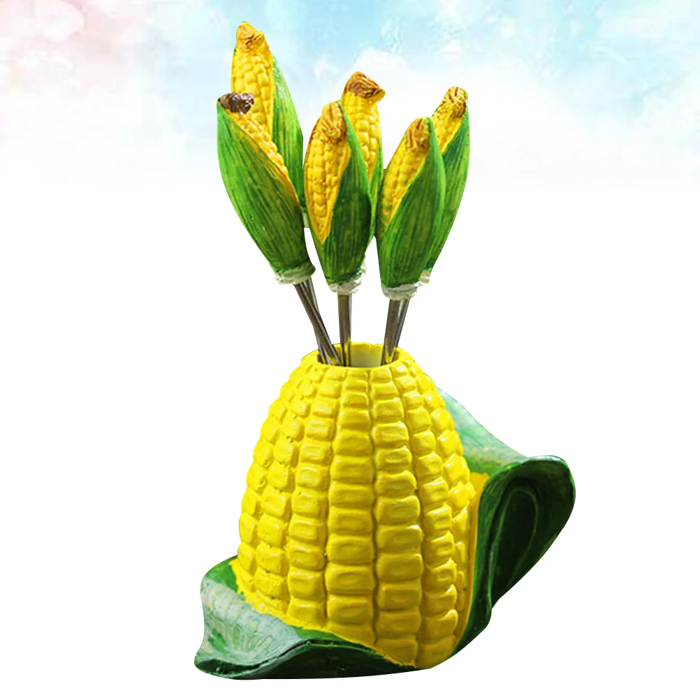 

1 set 1 Set Stainless Steel Resin Corn Shape Fruit Forks Picks Dessert Sticks For Party Home Bar Hotel Wedding Gifts Yellow