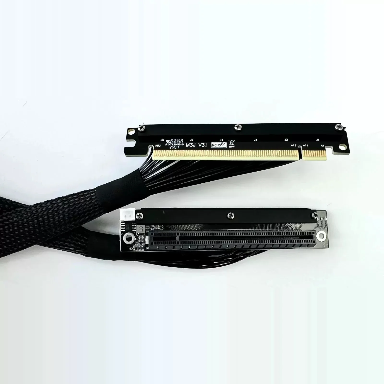 ADT PCIe Double Reverse Turn Rechts-/Links-Verlängerungskabel Gen4 PCI Express 4.0 X16 Soft Bending Grafikkarten A4 ITX-Serverkabel