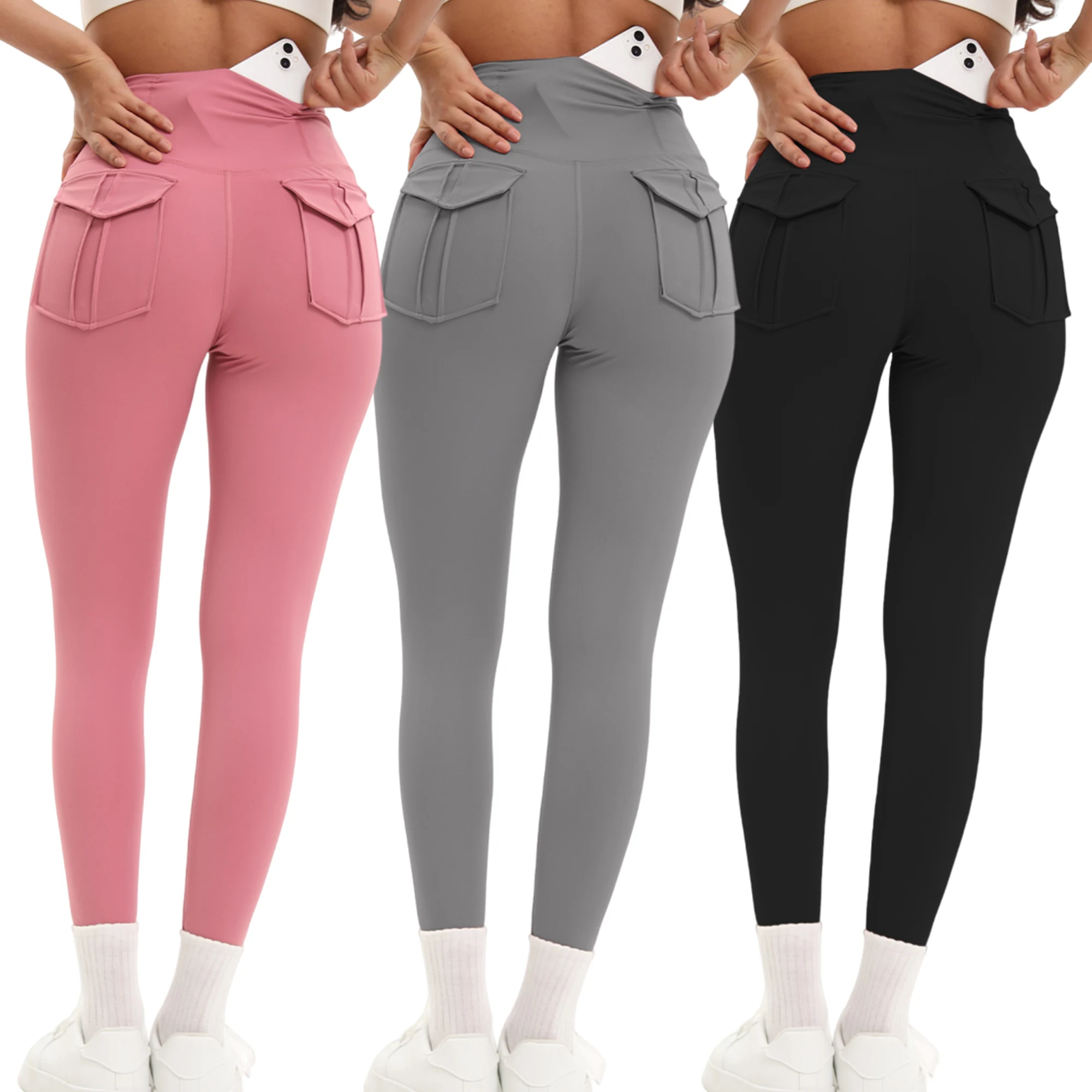 Women Yoga Legging trousers with pocket High Waist Fitness pants Cargo style Cycling Workout Gym Pants Breathable sports pants