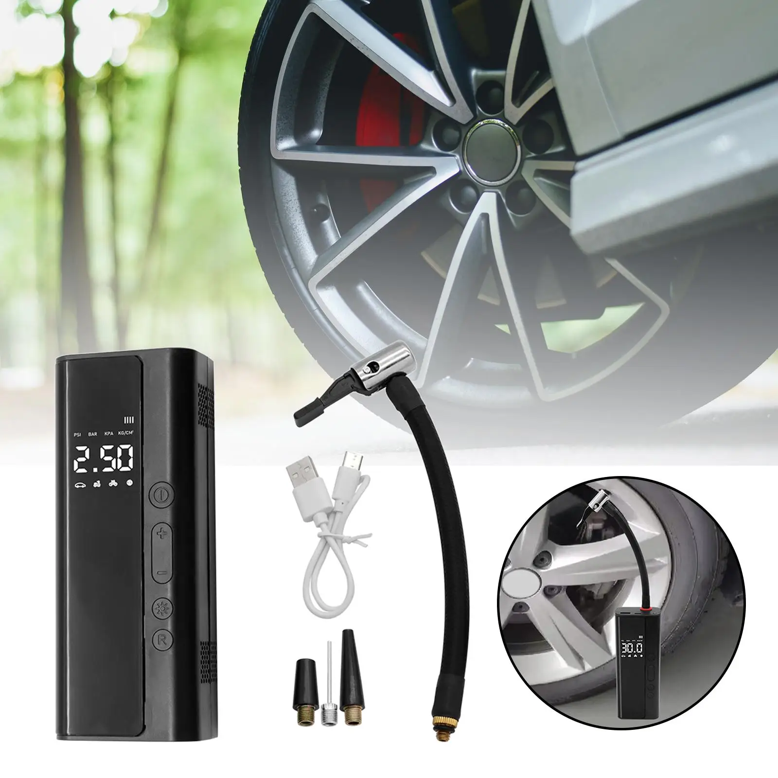 

Tire Inflator Digital Display Mini Air Pump for Electric Bike Car Balls