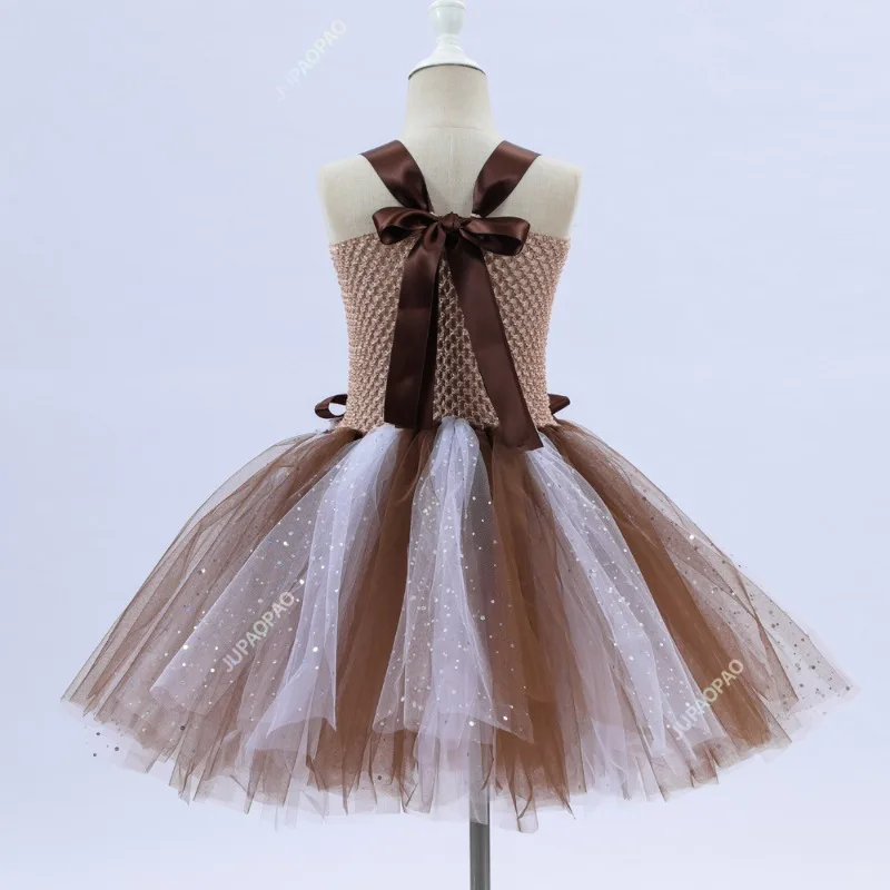 Deer Costumes for Baby Girls Christmas Dress for Kids Halloween Costumes Reindeer Tulle Tutu Dress Birthday Princess Clothes