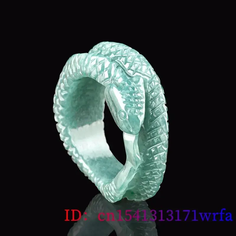 Anillo de serpiente de jadeíta birmana para mujer, talismanes reales, regalos de moda de lujo, Jade azul, joyería de piedras preciosas Vintage, tallado Natural