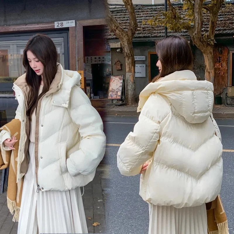 

2025 New Winter Parka Women Hooded Short Down Jacket Thick Cotton Coat Casual Cotton-padded Jacket Ladies Outerwear Female