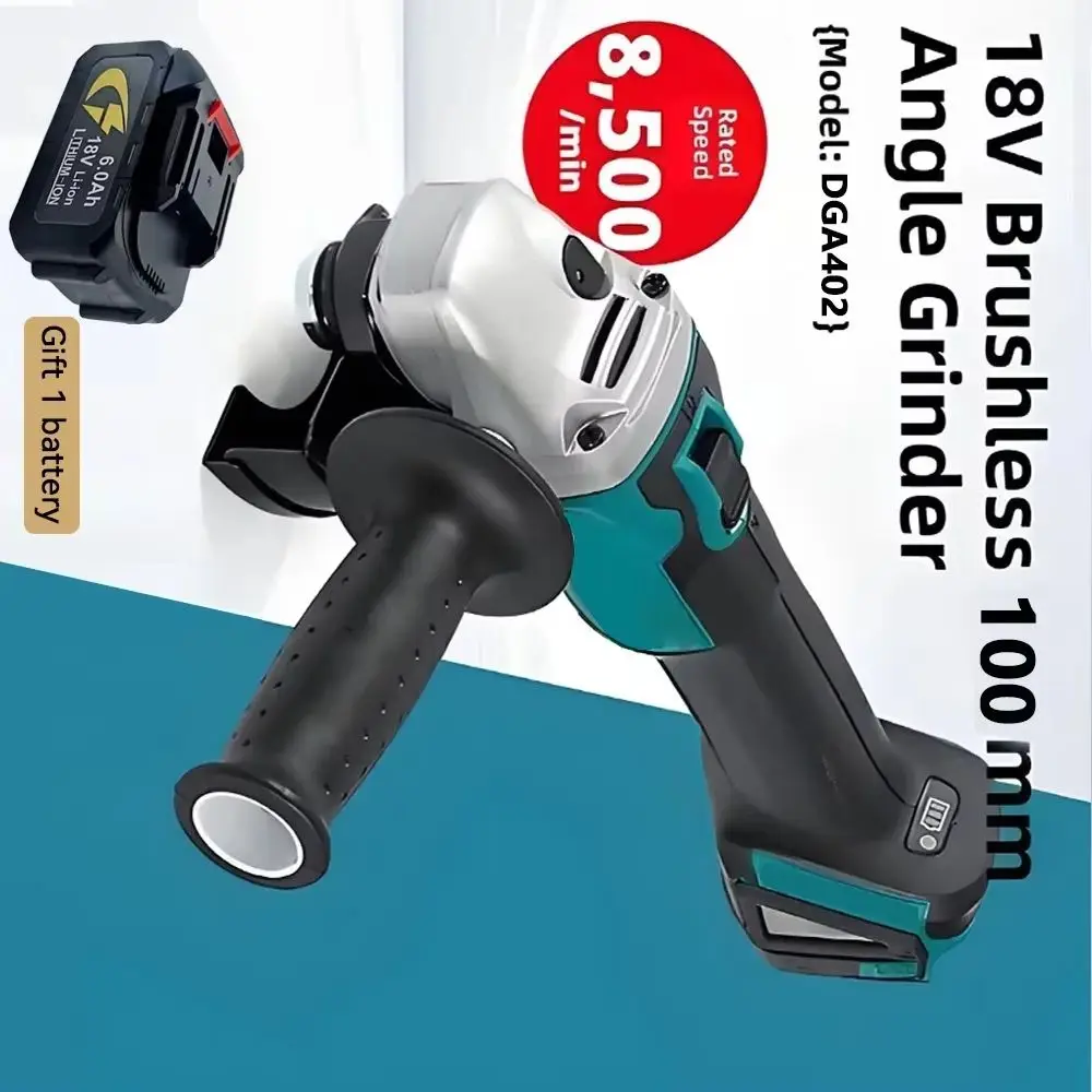 

New DGA402 100mm Brushless Lithium Electric Angle Grinder 18V Rechargeable Cutting Machine High Power Machine Power Tool