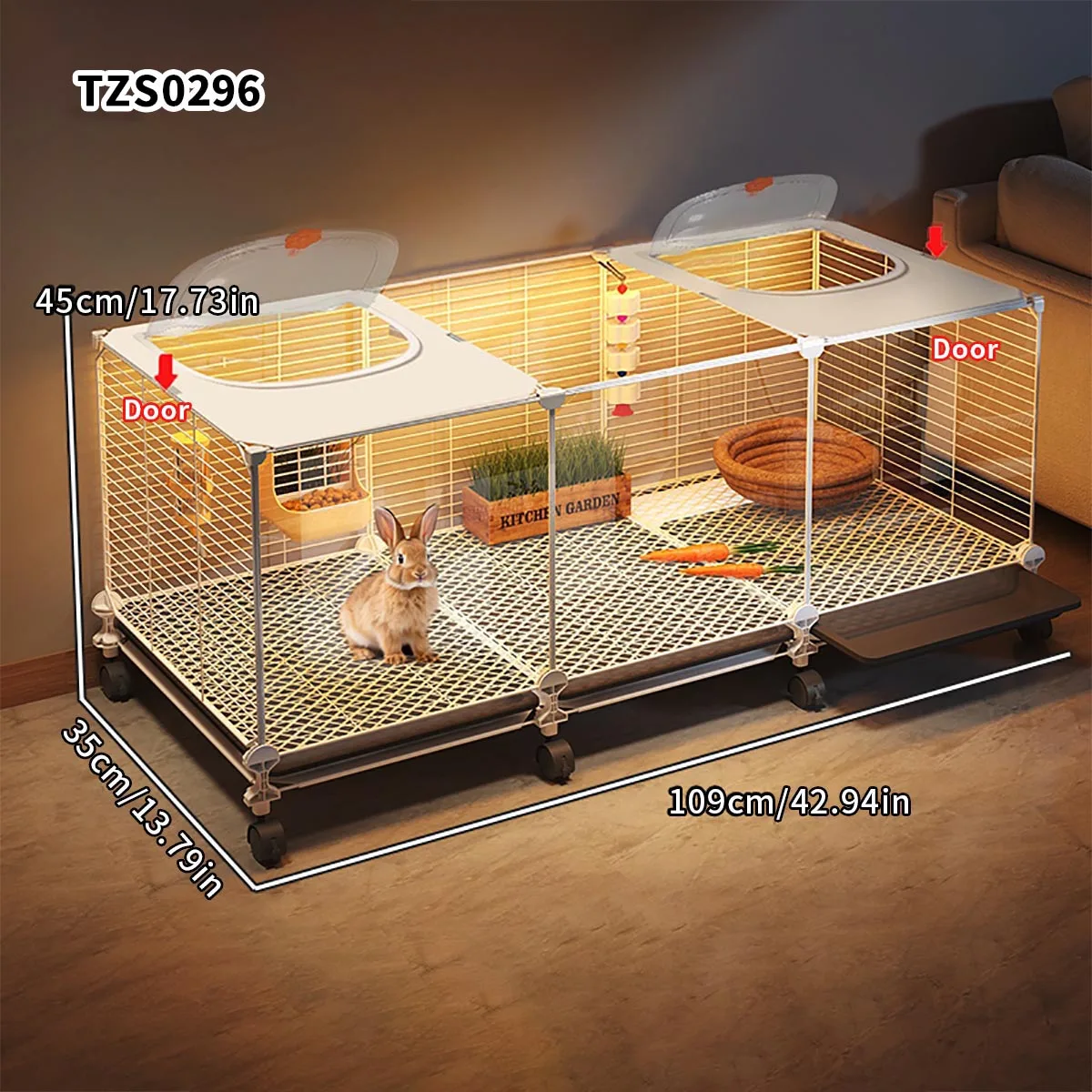 قفص أرنب شفاف قابل للإزالة مع صينية تنظيف كبيرة منزلية داخلية قفص حيوانات صغير عش خنزير غينيا قفص خنزير غينيا #2