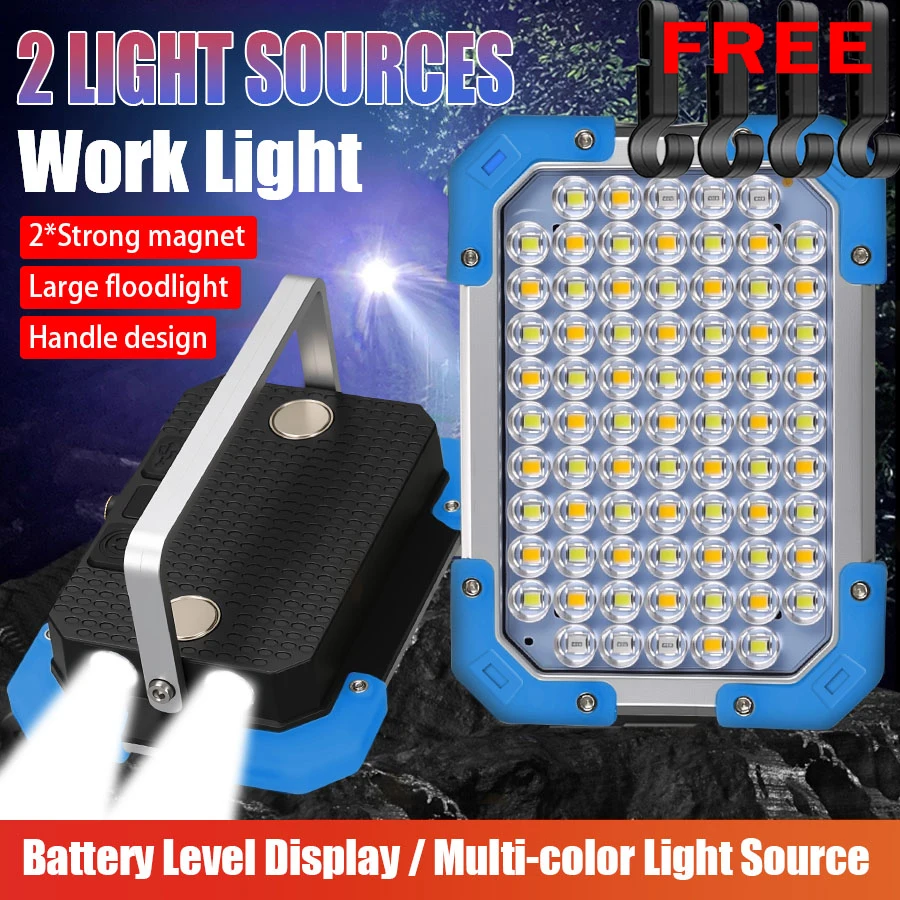 فائقة السطوع LED ضوء العمل فانوس قابل لإعادة الشحن المدمج في 3 بطاريات 18650 المحمولة المغناطيس مصباح يدوي مقاوم للماء للتخييم