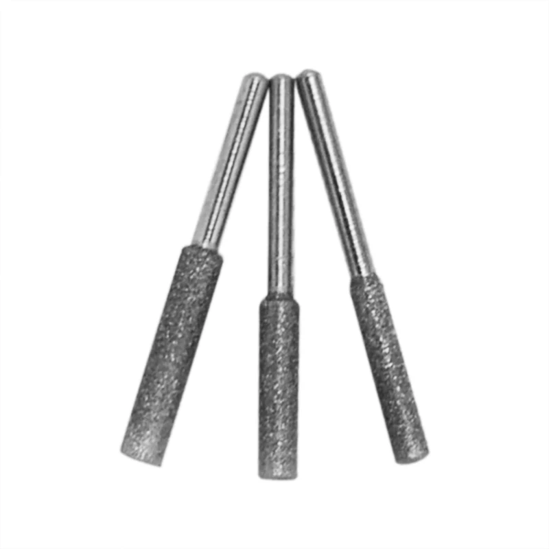 4/4.4/5mm diamantato testa di molatura affilatrice lucidatura Burr Stone File sega a catena lucidatura rettifica trapano incisione strumento di intaglio