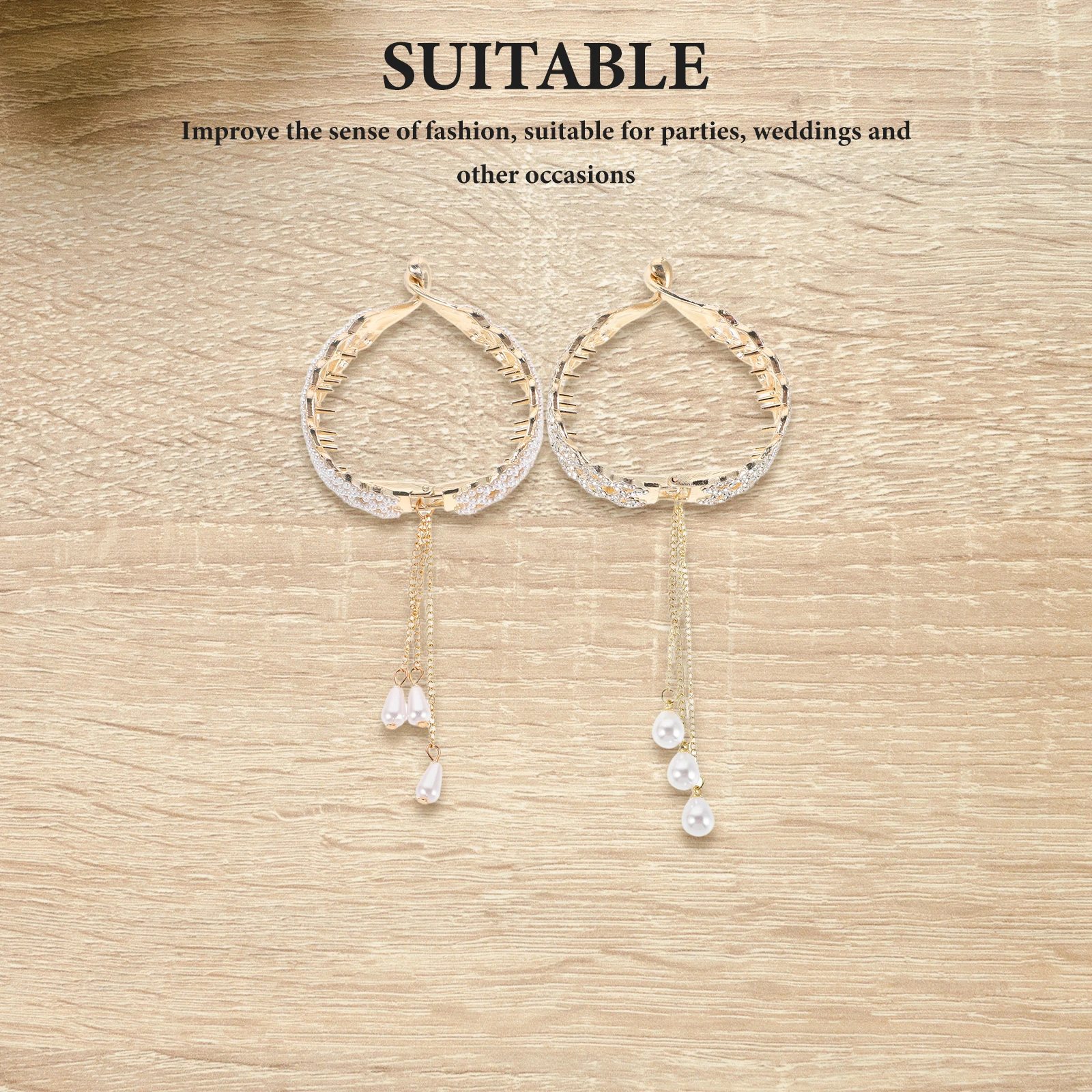 

2 Pcs Rhinestone Pearl Hair Clip Clips for Women Crystal Sparkly Ponytail Buckle Trendy Claw Large