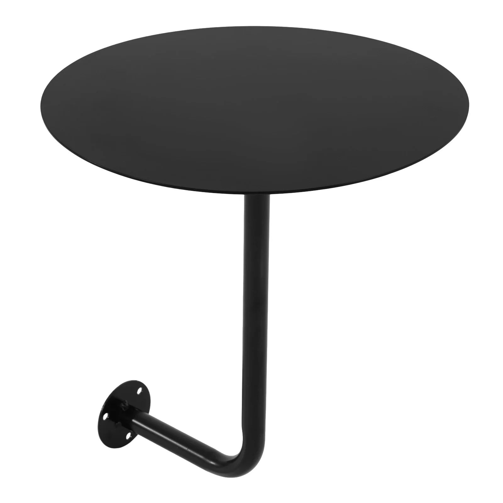 Czarny żelazny okrągły stół do montażu na ścianie, minimalistyczny design industrialny, 40x45cm, udźwig 15kg, do użytku komercyjnego w kawiarni, barze, restauracji.