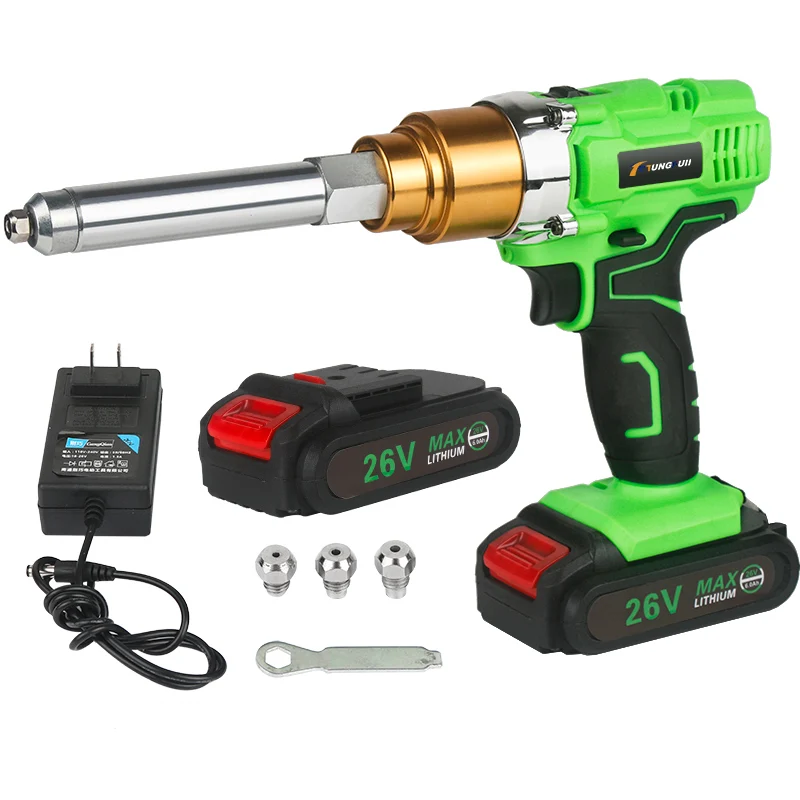Riveter Gun 26v 3000mAh Cordless Electric Rivet Gun Electric Blind Support 2.4mm-5.0mm Rivet With LED Light 2 batteries