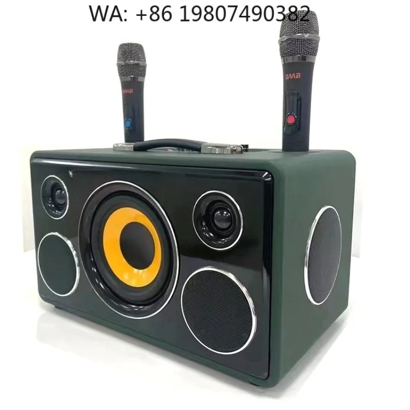 

6.5 Inch Wooden Wireless Bluetooth Speaker With Mic Stereo Bass Home Theater Party Karaoke Audio System