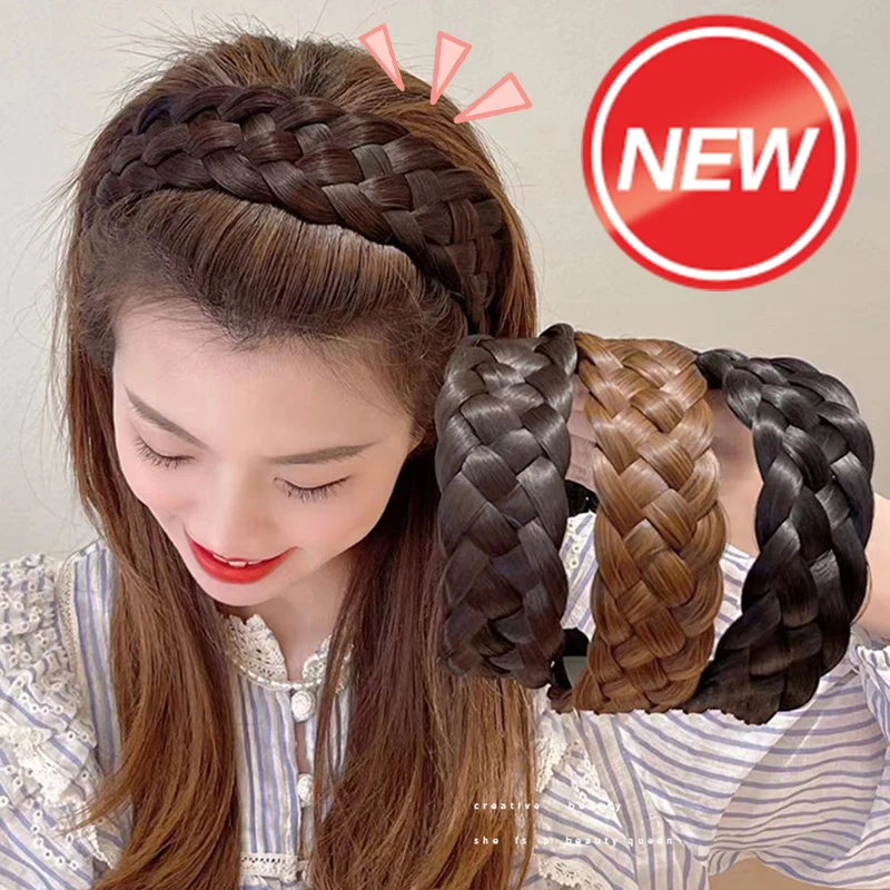 

Hair Bands Girls Retro Non-slip Wig Twist Headband Women Fishbone Braids Hairbands Head Hoop Styling Sweet Headwear Accessories