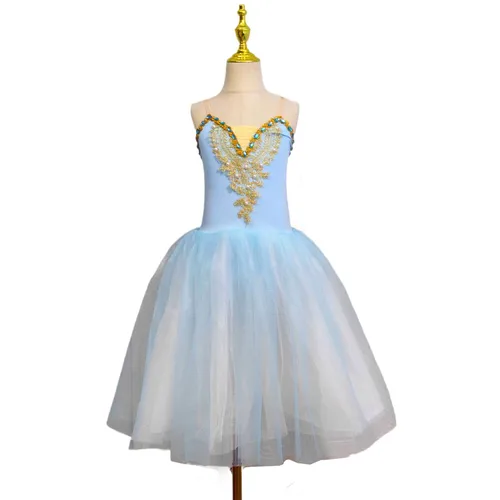 Imagen 2 del producto Vestido azul para mujer, Vestidos largos para niñas, ropa de actuación, trajes de danza del vientre