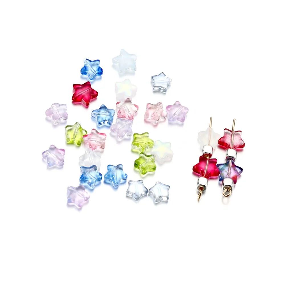 20-50 teile/beutel Mixcolour Herz Pentagramm Glas Perlen Rocailles Lose Perlen Armband Für DIY Schmuck Finden Zubehör – Detail 5