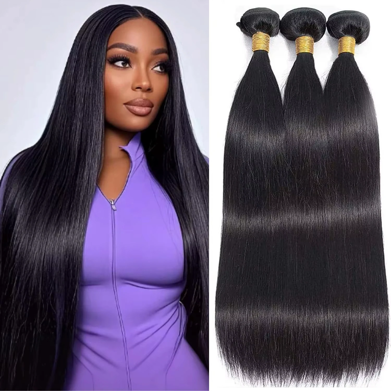 

18-32 дюймов, пучки прямых человеческих волос, высококачественные перуанские необработанные волосы Remy, двойное наращивание утка, 1/3/4 пучка