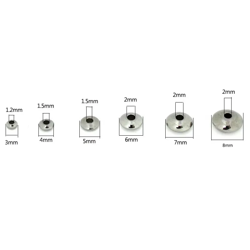 50Pcs 3-8mm Stainless Steel Abacis Separators Beads Loose Spacer Beads for Jewelry Making DIY Bracelet Necklace Accessories