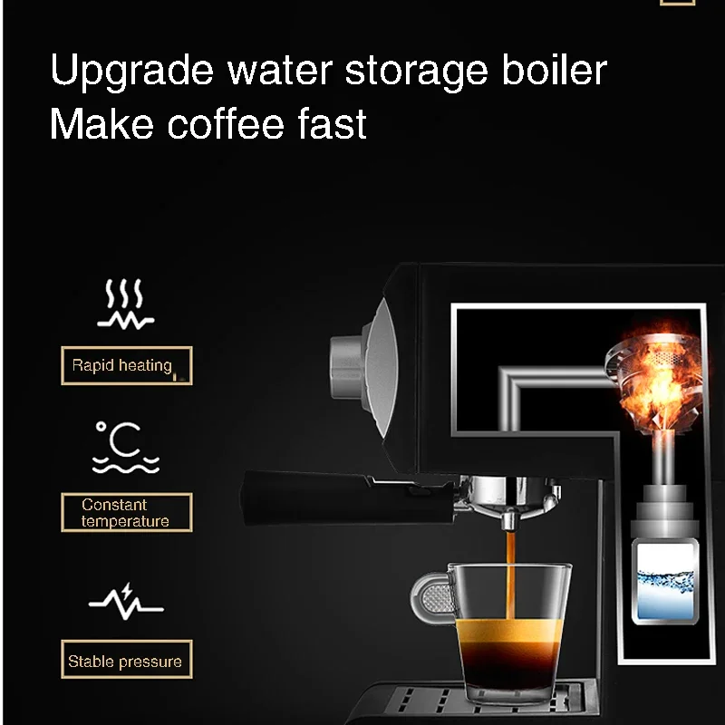 The New Fully Semi-Automatic High-Pressure Extraction Coffee Machine Small Ltalian Instant Concentrated Semi-Steam Milk Frother