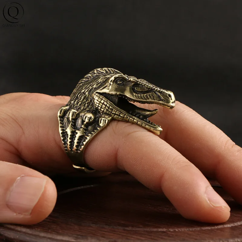 Brass Komodo dragon Ring Fashion Ring Party Jewelry Men\'s Adjustable Size Finger Ring Bands Copper Jewelry Animal Ring