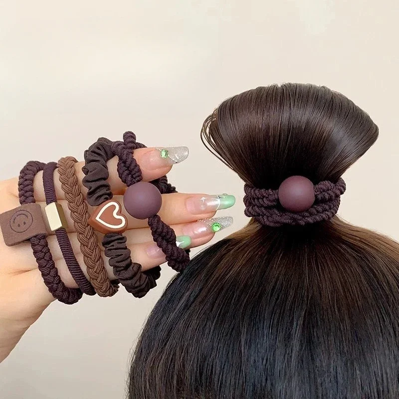 10PCS Women's Hair Ring Set Hair Accessories High Elasticity Leather Band Simple Temperament High Ponytail Durability New Style