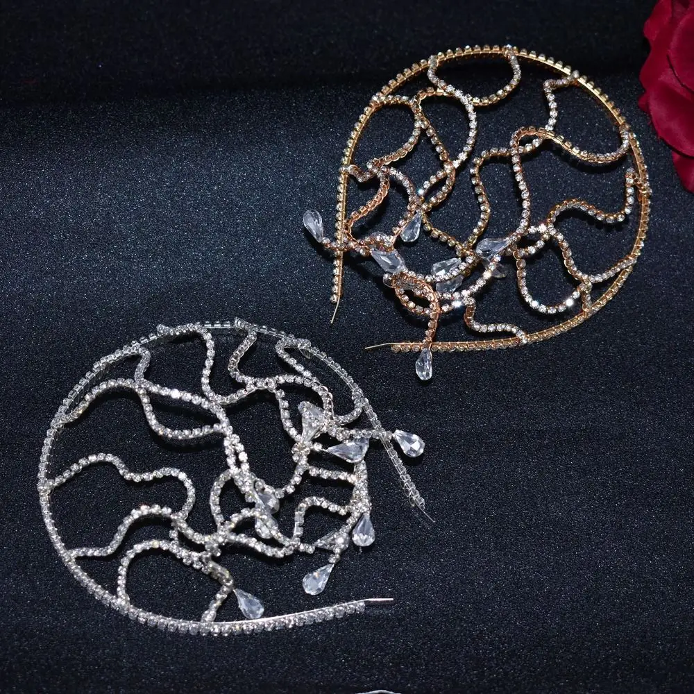 

Snake Bend Rhinestone Headband Alloy Hair Accessories Bride Crown Masquerade Jewelry Carnival Costume Props Crystal Tiara
