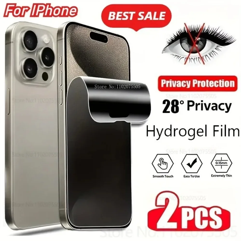 

2Pcs Full Cover Anti-Spy Hydrogel Film for IPhone 16 Promax 15 Plus 17 Promax 12 Mini 11 13 14 Promax XR XS 6 7 8 Plus Not Glass