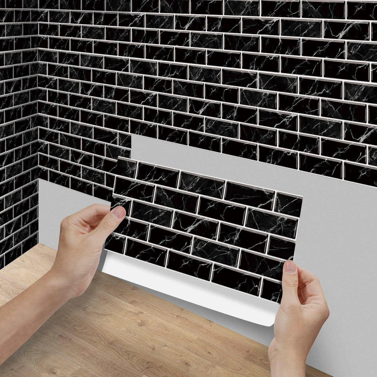 

Marble Peel and Stick Wall Tiles, Waterproof Self-Adhesive Backsplash for Kitchen Bathroom DIY Decor
