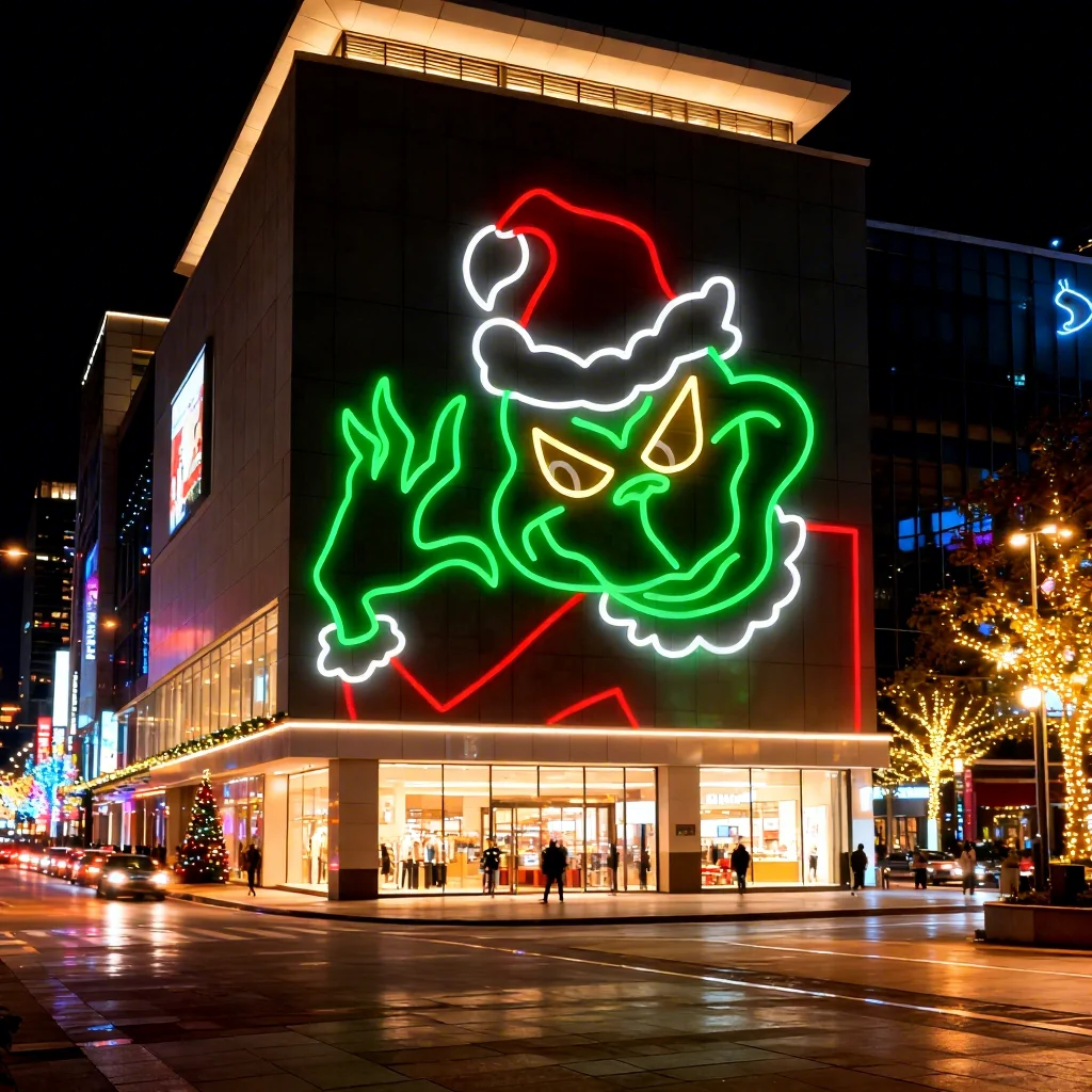 

New Design IP65 Waterproof High 2D/3D Light Emitting Diode Christmas Elf Grinch Pattern Christmas Decorative Lighting Custom Out