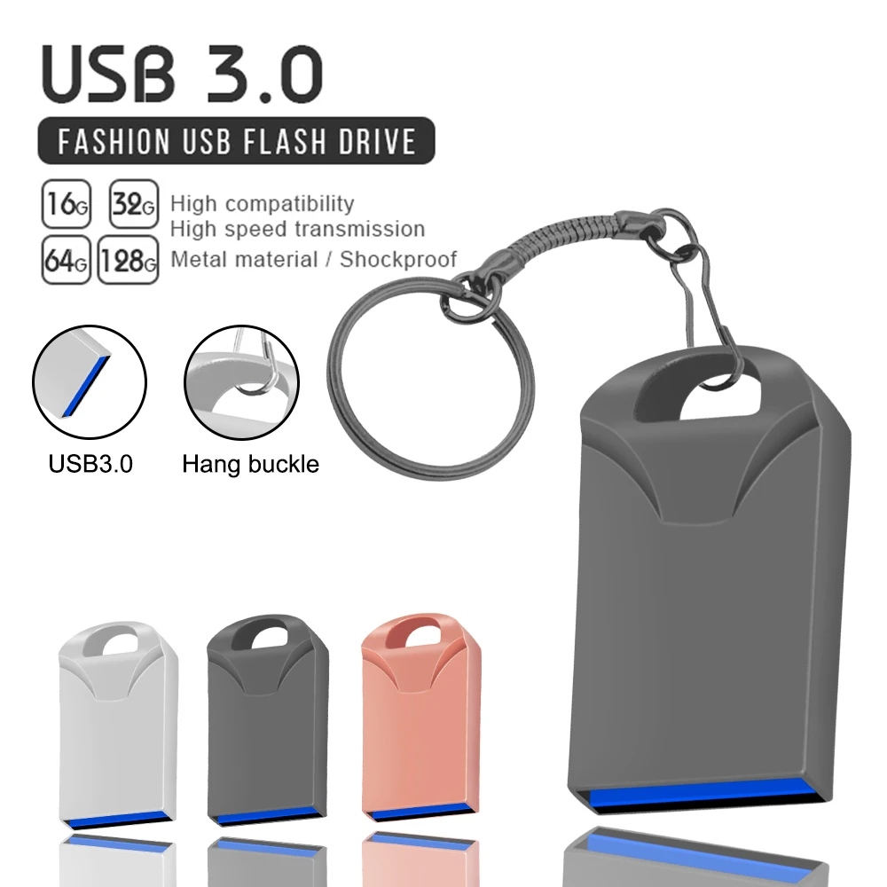 Mini unidad Flash USB de Metal, Pendrive de alta velocidad, dispositivo de almacenamiento, 128GB, 64GB, 32GB, 16GB, 8GB