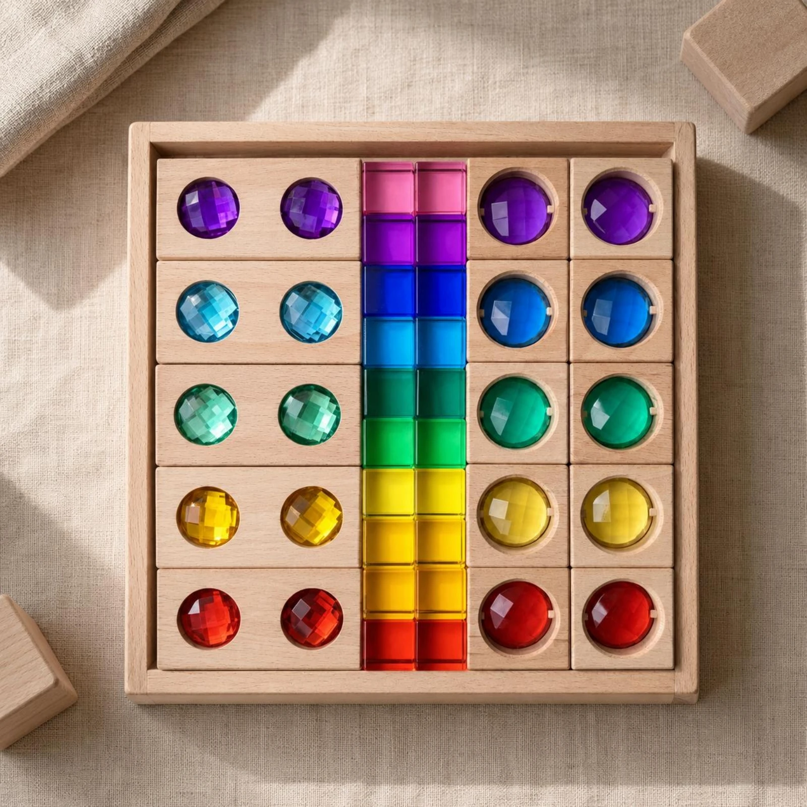 Color Matching Board Translucent Rainbow Block Activity Board Acrylic Activity Board Board Light-Transmitting Color Sorting Toy