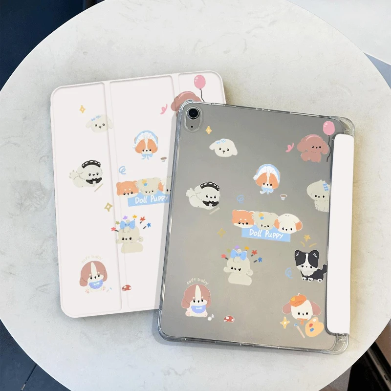 Cute Cartoon Puppy PC Tablet Capa, Capa iPad para Pro 11, 2, 3, 4, Ar 5, Ar 4, iPad 2017, 10,5 ", 9,7", 2017